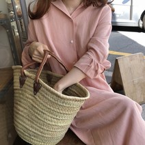 [랜덤플레이] 가을 루즈핏 코튼 남방 셔츠 롱 원피스