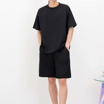 [코지23] 남자 여름 내내 입기좋은 일자통 5부 반바지 반팔 세트