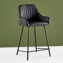 가구로드 퀸암 빠텐 의자 가죽 아일랜드 홈바 바 식탁 바텐 체어 홈바의자 바의자, 얇은다리_시트높이(60cm)-블랙