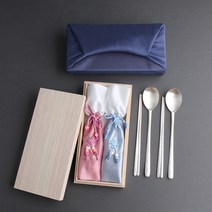 엔젤 순은수저 99% 2벌 부부 커플 혼수 예단 신혼 명품 은수저세트 은혼식 부모님 생신 선물, 청색보자기인쇄