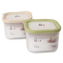 마이스타일 소담 밀폐용기 정사각1호 600ml, 베이지