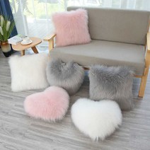 KVM 퍼 쿠션 사각 하트쿠션 쿠션솜포함 소파 침대 거실 인테리어 쿠션 PS8755, 하트, 베이지