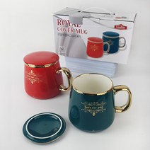 L&C 선물용 머그 크리스마스 머그 커피머그 카페머그 예쁜머그컵 커플머그잔 커피잔 단단한 도자기컵 미니컵 이쁜컵 뚜껑있는컵 큰컵, 로얄뚜껑머그 4p세트
