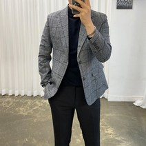 아도르클래식 랄프 다크그레이 체크 남자 봄 가을 겨울 프리미엄 자켓