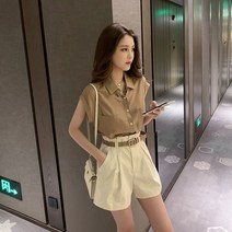 CIUUC 가벼운 요리 바람 정장 여성의 여름 2022 새로운 양복 조끼 셔츠 재킷 캐주얼 짧은 바지 패션 투피스