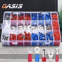 터미널단자 24종 1000PCS 세트 PG 압착단자 O형 Y형 링단자 전선 연결 배선 압착 포크 핀 페놀 동관 절연, 1세트