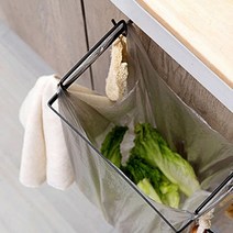 식당 가정 주방용 스틸 음식물 쓰레기 비닐 봉투 거치대 휴지통, E메탈비닐거치대화이트