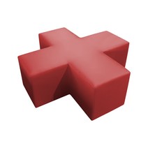 대성쇼파 더하기 덧셈 기호 모양 로비 소파스툴(학교 병원 로비 대기실)-기본ver., 빨강