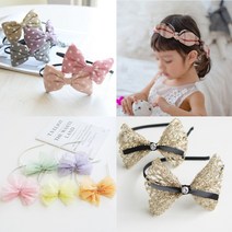 도도앤뉴 유아동 여아 아기 빅 리본 머리띠 쉬폰 레이스 공주 헤어밴드 모음