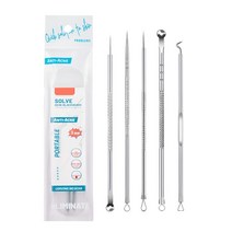 여드름 압출기 세트 비립종 피지 제거 핀셋 여드름 압출 바늘, 5종세트, 1개