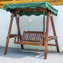 흔들 그네 원목 나무 의자 정원 마당 펜션 야외용, 우드  그네의자 + 그린탑