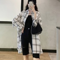 얇은 루즈핏 여성 체크 남방 셔츠 긴팔 캐주얼 가디건