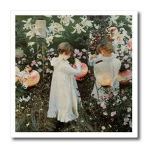 3dRose ht_126515_1 Carnation Lily Rose by John Singer Sargent Little Girls in a Garden Iron on Heat, 1