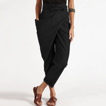 여자 여성 바지 팬츠 중세 여성의 불규칙한 붕대 아홉 번째 데일리 캐주얼 느슨한 단색 간단한 사무실 통근 기질