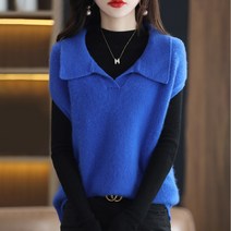 스타일아유 카라 브이넥 가오리 니트 조끼 여성 겨울 가을 풀오버 베스트
