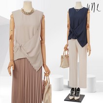 윈(une)트위스트포인트슬리브리스블라우스