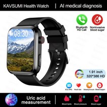 비침습성 혈당 스마트 워치 혈액 지질 요산 모니터 ECG 및 PPG 블루투스 통화 스마트워치 건강, Black_New Health Watch