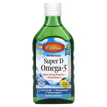 칼슨 야생 노르웨이산 대구 유래 Super D 오메가-3 레몬 맛 250ml, 3병