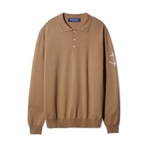 국내 정품 건지 울른스 Guernsey Woollens 피셔맨 긴팔 카라 니트 - 카멜