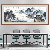 꽃그림액자 스티커식 그림서길 그림 장식 HongYun머리위 산수화 소나무 벽화 흐르는물 돈을벌음 모란꽃 9물고기그림, C01-117cmx50cm