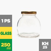 KH25 250g 낱개 잼병 과일청 수제청 유리병, 플라스틱러그-검정