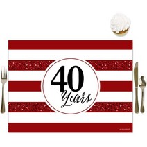 Big Dot of Happiness We Still - 결혼 40주년 - 파티 테이블 장식 - 기념일 파티 플레이스매트 - 16개 세, 루비, 화이트, 블랙, 한 사이즈