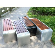 스테인리스 벤치 공원벤치 야외벤치 정원벤치, 150x40x45아연도금밝은회색+플라스틱나무