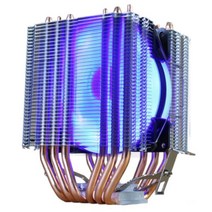 CPU 쿨러 고품질 6 히트 파이프 듀얼 타워 냉각 9cm RGB 팬 LED 팬 지원 3 핀 AMD 및 인텔 용, 협력사, 1 팬 LED 4핀 파란색