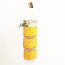 캠핑카 카라반 rv 용품 부품 wall hanging storage bag cotton linen door organizer 3 pockets 방수 파우치 캠퍼 트레일러 캐러밴, 노랑