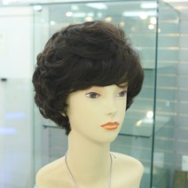 D704 여자 항암 가발사이트 웨이브 중년여성 숏컷통가발, 흑갈색
