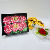 러블리팜 명품 용돈 선물 한우 + 보자기 + 태슬 + 비누꽃 한송이 카네이션 세트, 한우+한송이카네이션세트, 골드