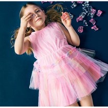 [리틀스텔라] (FSPMCOJ901M PIA) 멀티 레인보우 핑크 원피스