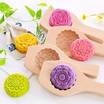 다식판 다식틀 약과틀 약식틀 떡도장 나무 화과자도구 떡살 떡패턴 양갱틀 떡도구 월병틀 2, 보라색 입체 꽃 4종 세트
