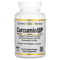 켈리포니아골드 커큐민 Curcumin UP 90 Fish 젤라틴 소프트젤, 90 Count