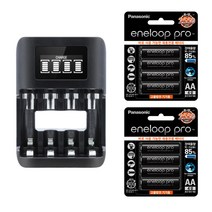 4구 스마트 AA AAA LCD 충전기 + 파나소닉 에네루프 AA AAA 충전지, 4구AA AAA충전기+에네루프 프로AA(큰거)8알