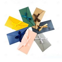 리본 봉투 명절 용돈 감사인사 기념일 축하카드 사진 초대장 청첩장 칼라 편지 긴봉투 1P, C 노랑