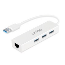 엑토 알파 USB LAN 어댑터 3.0 허브 노트북용 랜카드 화이트 HUBL-03