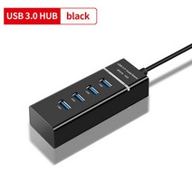 4포트 5Gbps 고속 USB 3.0 허브 분배기 usb2.0 및 1.1 호환 USB3.0 Andrews IPhone 6 7 전화 요금 지원, USB3.0 블랙