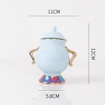 티포트세트 홍차 도자기 티팟 미녀와 야수 부인. Potts 칩 차 주전자 컵 주전자, 자두