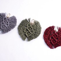 가배리본 무이네 나뭇잎 마크라메 키홀더 DIYSET 열쇠고리 만들기 [레시피포함 동영상], 다크그레이