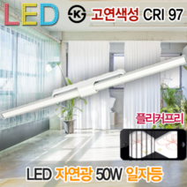 윤라이팅 19431 고연색성 LED 일자등 50W 자연광 플리커프리 조명 매장 교회 스튜디오 인쇄소 촬영 CRI97 KS, 화이트(5700K)