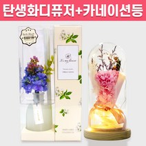 탄생화 디퓨저 선물세트 5월 탄생화 라일락(퍼플블루) + 카네이션 무드등 어버이날 부모님 선생님 엄마 장모님 생신선물 생일선물 집들이선물 실내 디퓨저 실내방향제 디퓨저, 이슬꽃, 핑크, 500ml