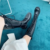 미들힐 레이스업 롱부츠 5cm