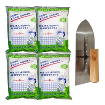 철물팩토리 초속경 방수 시멘트 1.5kg 4개+흙손세트 화장실공사 백시멘트 미장 셀프, 초속경방수시멘트 1.5kg 4개+흙손
