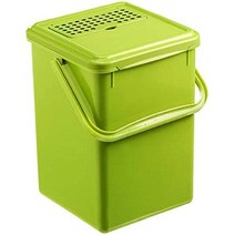 Rotho 1779905519 활성탄 필터가 있는 합성 물통 Bio 플라스틱 연두색 8 L 23 x 22.5 x 27.5 cm, 단색, 퇴비통