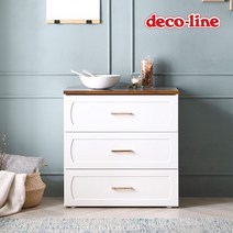 데코라인 코넬 르네 800 다용도 3단 서랍장 DGJ024, 그레이/멀바우