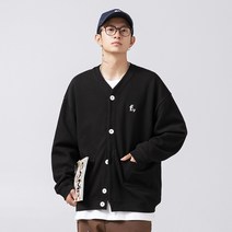 코디코치 남녀공용 모던 가디건 베이직 데일리 와플 기본 루즈핏 브이넥 니트