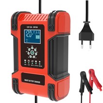 범용 자동차 배터리 충전기 12V 24V 대형 전원 12A 유지 보수 트럭 AGM 딥 사이클 VRLA 펄스 수리, Red EU Plug, 01 Red EU Plug