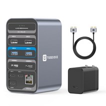 도킹 스테이션 듀얼 4K 모니터 MacBook Pro/Air USB C 허브 2 HDMI PD 3.0 RJ45 3.5mm 오디오 플러그 앤 플레이 포함, [04] UDS13 with power