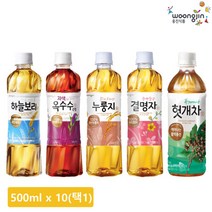 웅진식품 [웅진식품] 차음료 500ml x 10페트 (하늘보리/자색옥수수차/누룽지차/결명자차/헛개차 중 택1), 누룽지차